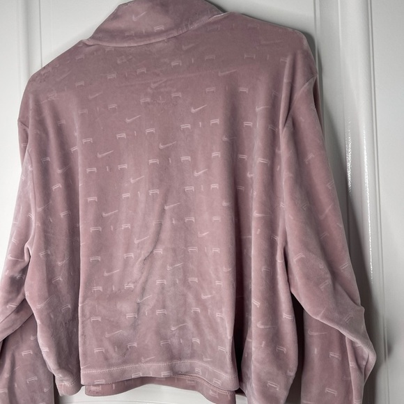 Nike Air Velour 1/4-Zip Longsleeve Velvet Cropped Top Pink 2X - Picture 7 of 8